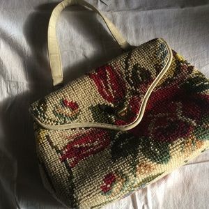 Vintage floral wool handbag